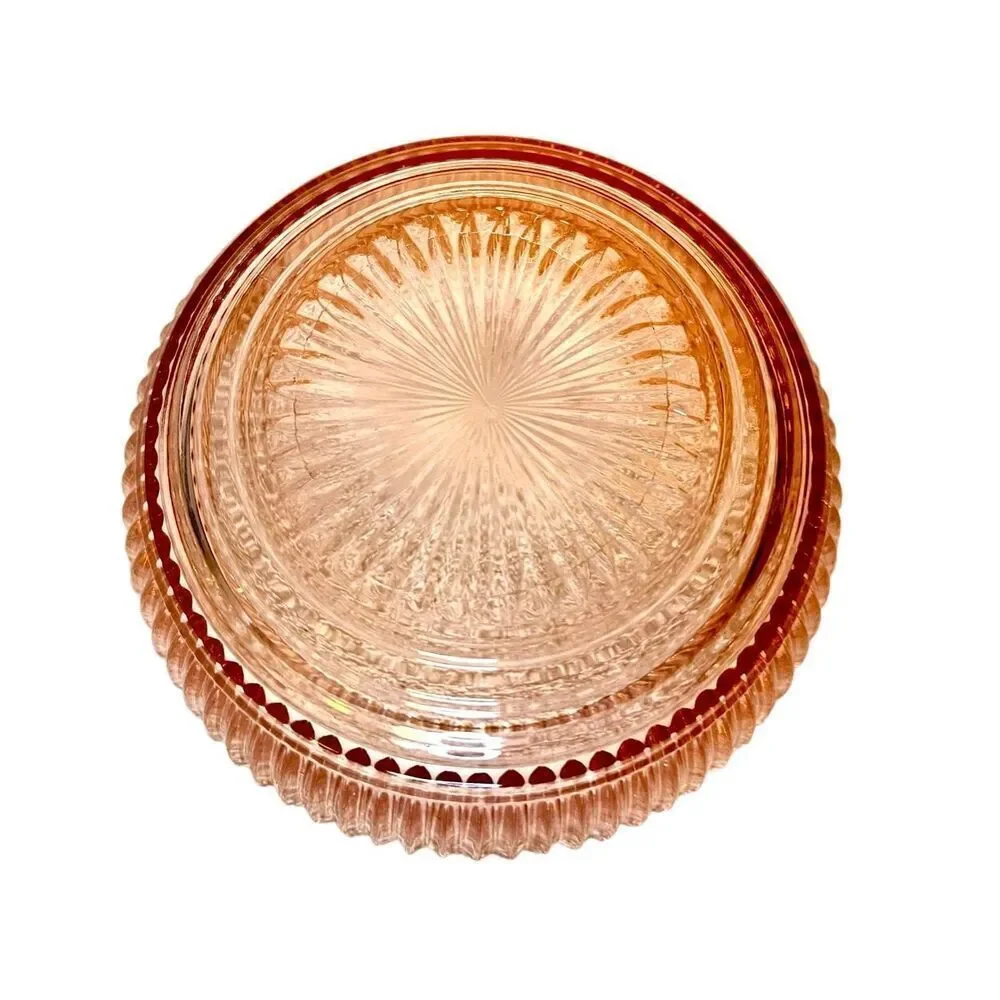 VINTAGE ANCHOR HOCKING QUEEN MARY PINK DEPRESSION RIBBED DESSERT BOWL
